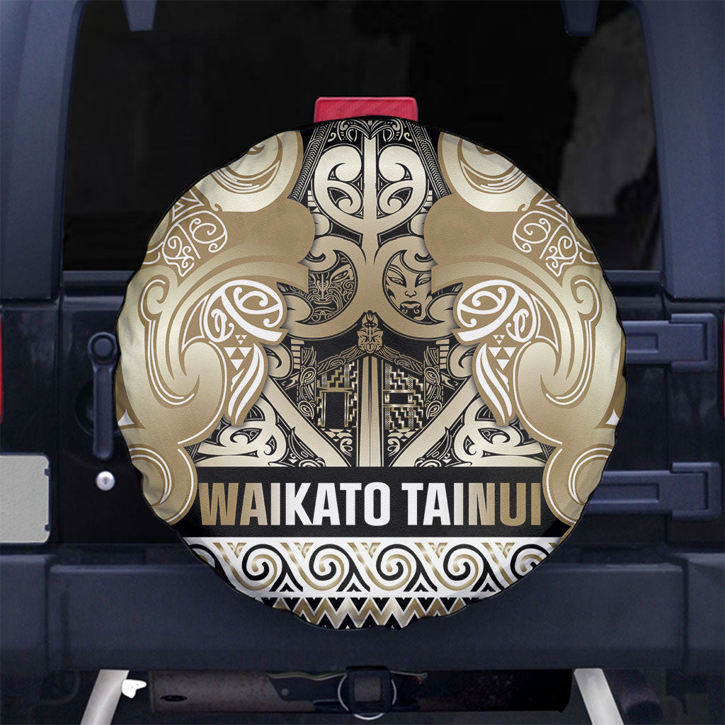 Aotearoa Iwi Waikato Tainui Spare Tire Cover Maori Wharenui House Tribal Pattern
