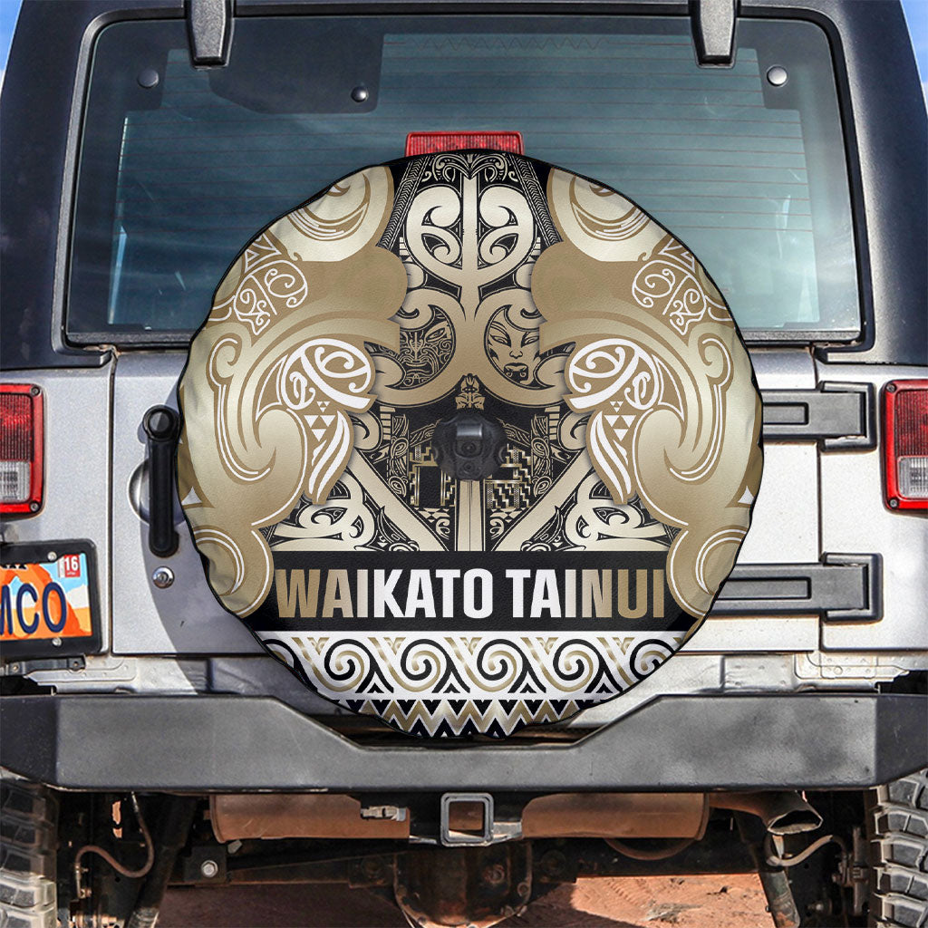 Aotearoa Iwi Waikato Tainui Spare Tire Cover Maori Wharenui House Tribal Pattern