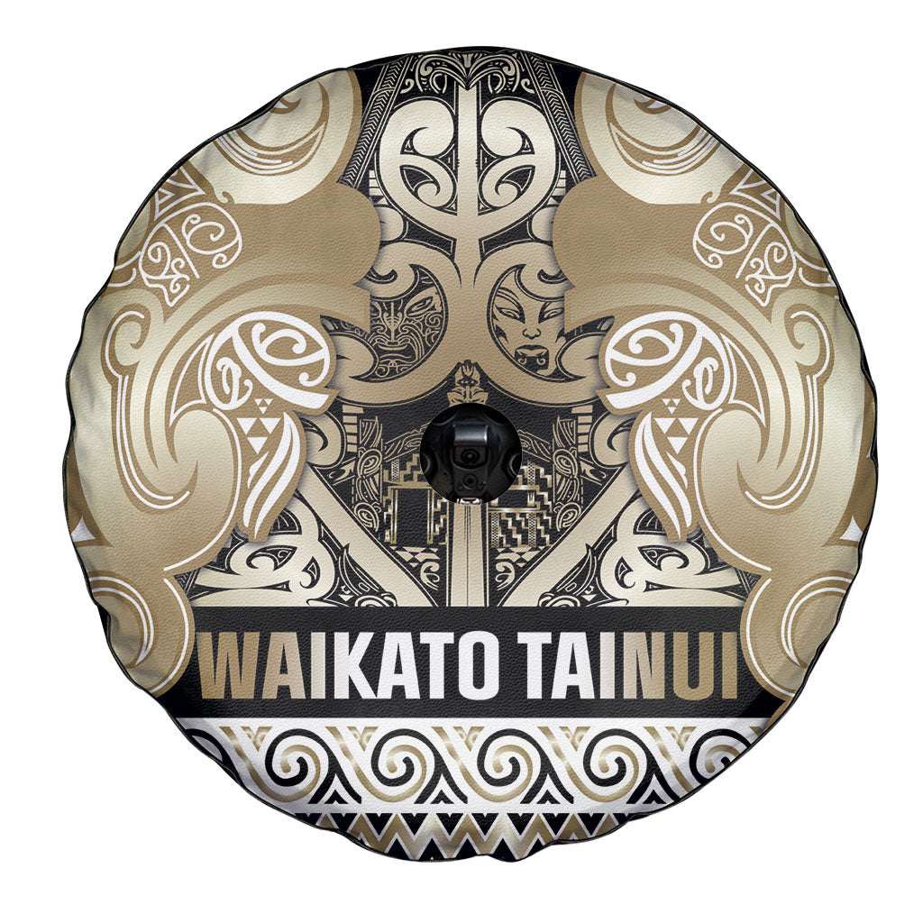 Aotearoa Iwi Waikato Tainui Spare Tire Cover Maori Wharenui House Tribal Pattern