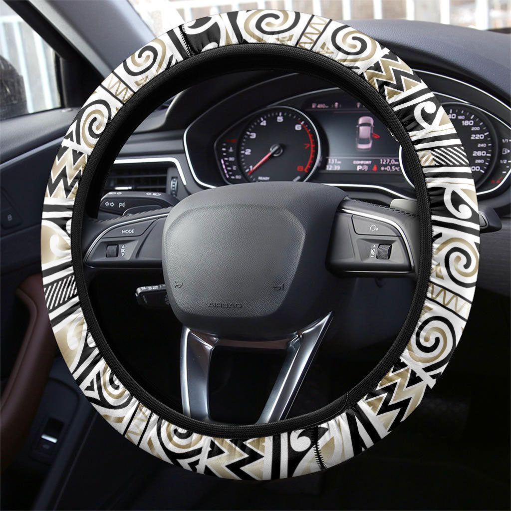 Aotearoa Iwi Waikato Tainui Steering Wheel Cover Maori Wharenui House Tribal Pattern