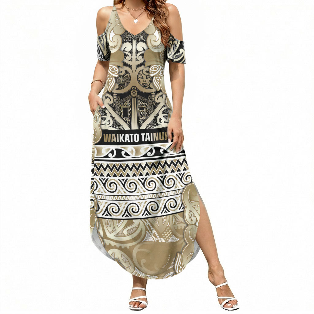 Aotearoa Iwi Waikato Tainui Summer Maxi Dress Maori Wharenui House Tribal Pattern