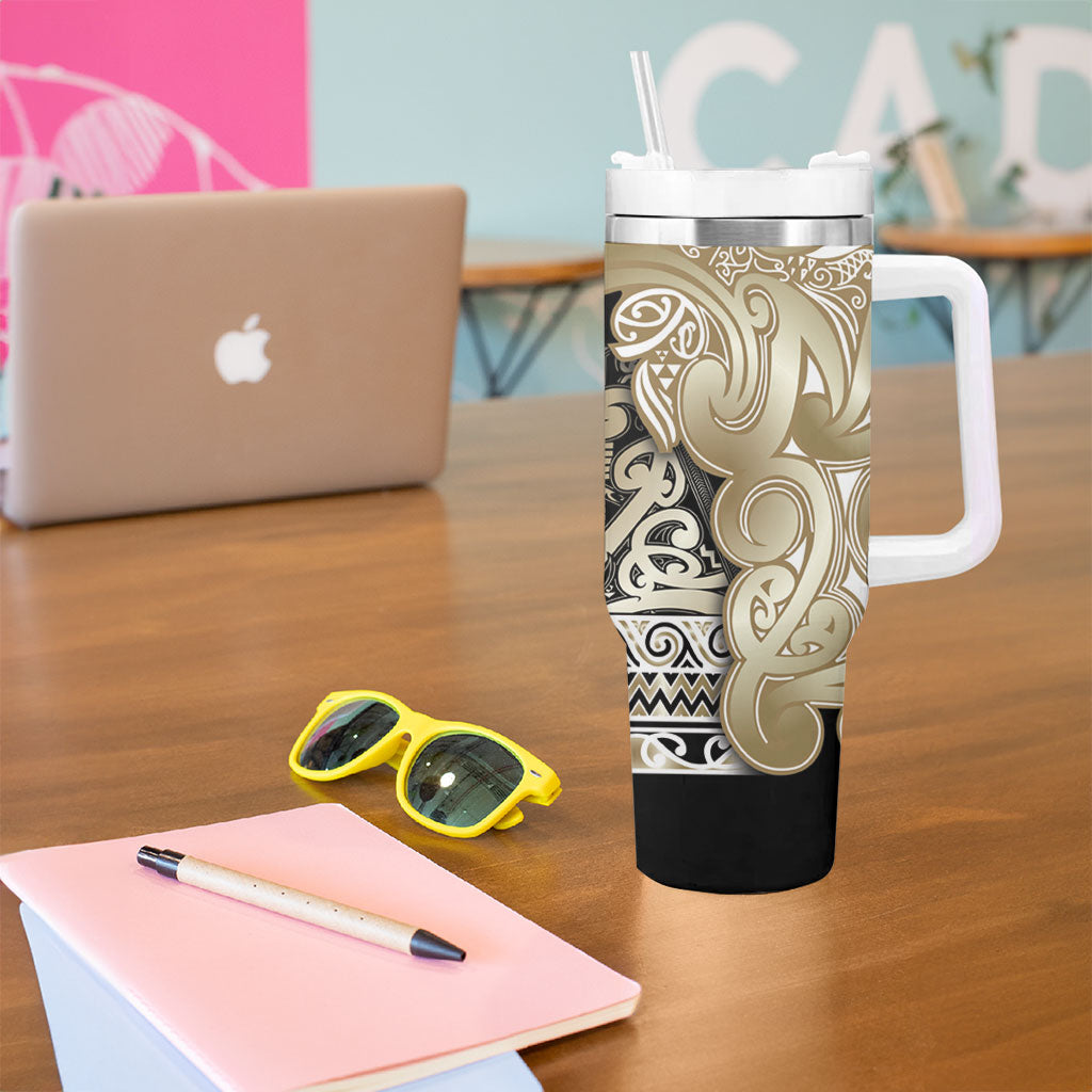 Aotearoa Iwi Waikato Tainui Tumbler With Handle Maori Wharenui House Tribal Pattern