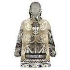 Aotearoa Iwi Waikato Tainui Wearable Blanket Hoodie Maori Wharenui House Tribal Pattern