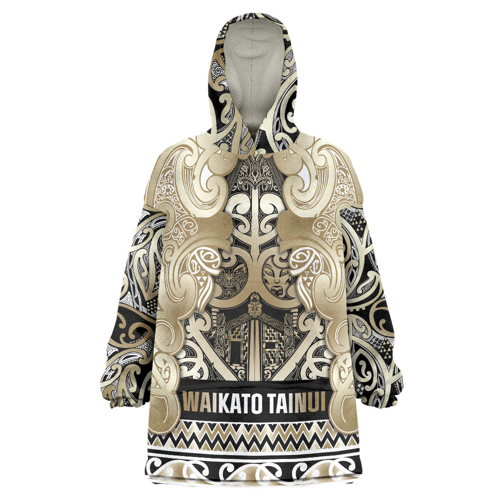 Aotearoa Iwi Waikato Tainui Wearable Blanket Hoodie Maori Wharenui House Tribal Pattern