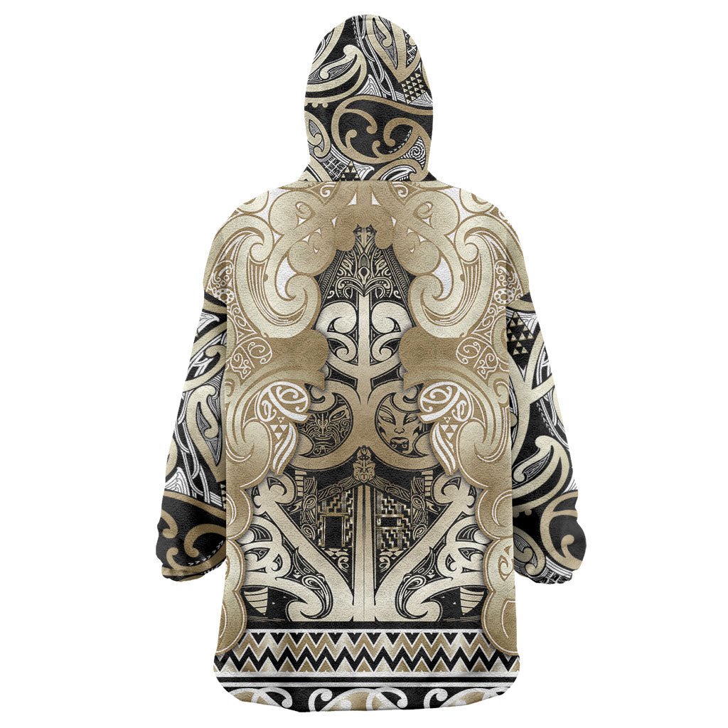 Aotearoa Iwi Waikato Tainui Wearable Blanket Hoodie Maori Wharenui House Tribal Pattern