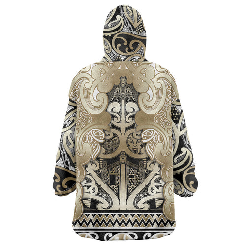 Aotearoa Iwi Waikato Tainui Wearable Blanket Hoodie Maori Wharenui House Tribal Pattern