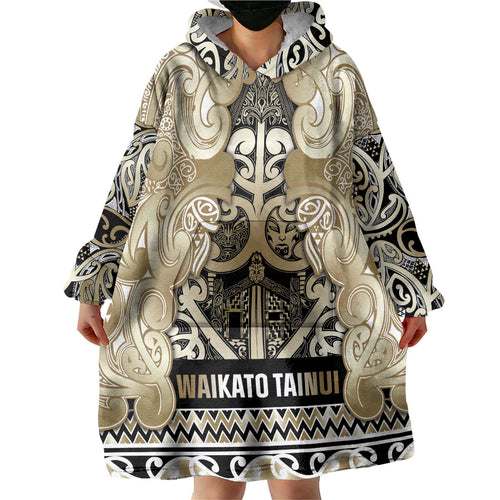 Aotearoa Iwi Waikato Tainui Wearable Blanket Hoodie Maori Wharenui House Tribal Pattern