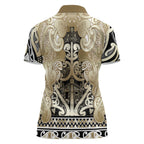 Aotearoa Iwi Waikato Tainui Women Polo Shirt Maori Wharenui House Tribal Pattern