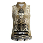 Aotearoa Iwi Waikato Tainui Women Sleeveless Polo Shirt Maori Wharenui House Tribal Pattern