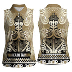 Aotearoa Iwi Waikato Tainui Women Sleeveless Polo Shirt Maori Wharenui House Tribal Pattern