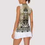 Aotearoa Iwi Waikato Tainui Women Sleeveless Polo Shirt Maori Wharenui House Tribal Pattern
