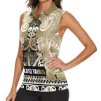 Aotearoa Iwi Waikato Tainui Women Sleeveless Polo Shirt Maori Wharenui House Tribal Pattern