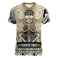 Aotearoa Iwi Waikato Tainui Women V-Neck T-Shirt Maori Wharenui House Tribal Pattern