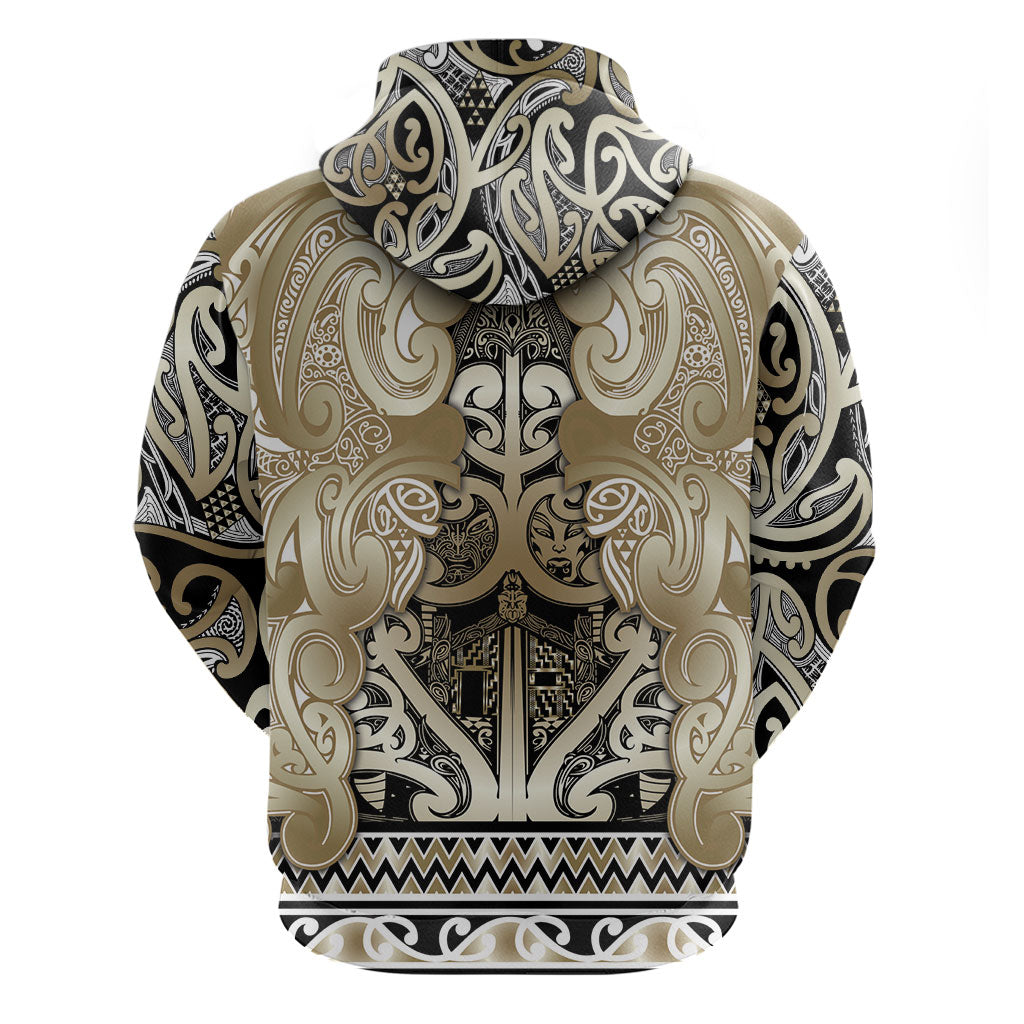 Aotearoa Iwi Waikato Tainui Zip Hoodie Maori Wharenui House Tribal Pattern