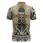 Aotearoa Iwi Waikato Tainui Zipper Polo Shirt Maori Wharenui House Tribal Pattern