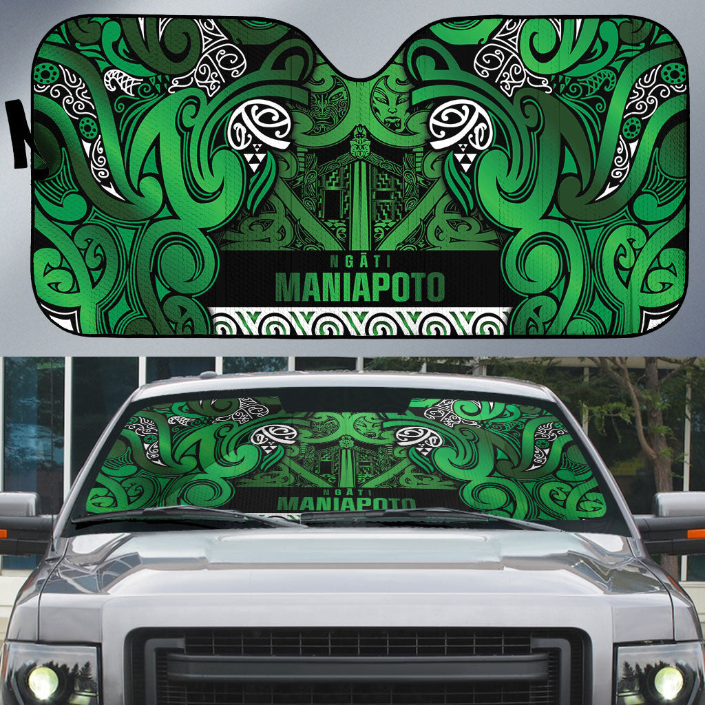 Aotearoa Iwi Ngati Maniapoto Auto Sun Shade Maori Wharenui House Tribal Pattern
