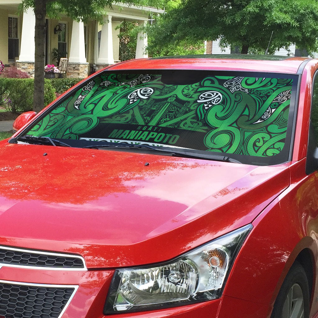 Aotearoa Iwi Ngati Maniapoto Auto Sun Shade Maori Wharenui House Tribal Pattern