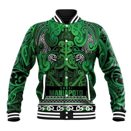 Aotearoa Iwi Ngati Maniapoto Baseball Jacket Maori Wharenui House Tribal Pattern
