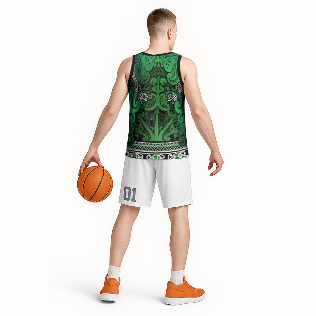 Aotearoa Iwi Ngati Maniapoto Basketball Jersey Maori Wharenui House Tribal Pattern