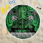 Aotearoa Iwi Ngati Maniapoto Beach Blanket Maori Wharenui House Tribal Pattern