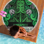 Aotearoa Iwi Ngati Maniapoto Beach Blanket Maori Wharenui House Tribal Pattern