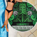 Aotearoa Iwi Ngati Maniapoto Beach Blanket Maori Wharenui House Tribal Pattern