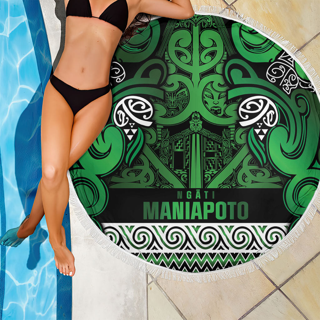 Aotearoa Iwi Ngati Maniapoto Beach Blanket Maori Wharenui House Tribal Pattern