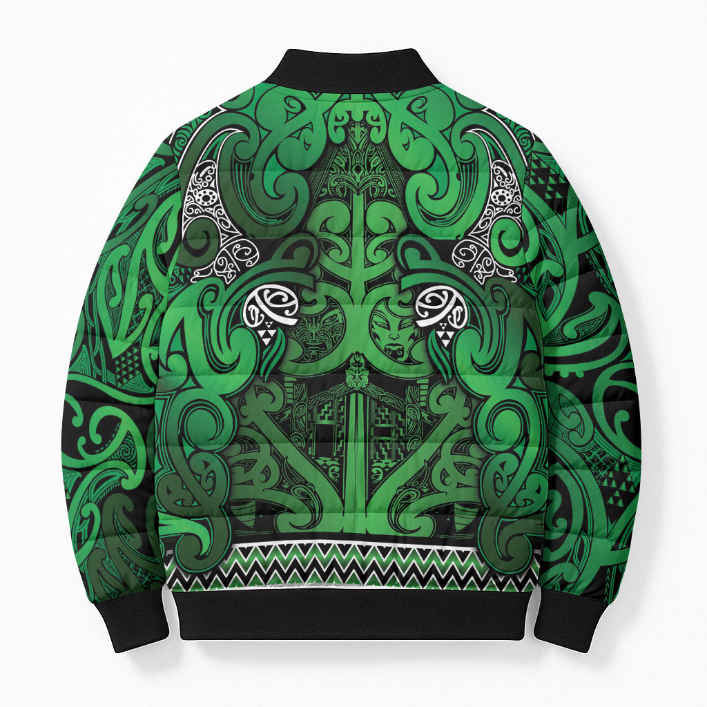 Aotearoa Iwi Ngati Maniapoto Bomber Puffer Jacket Maori Wharenui House Tribal Pattern