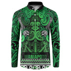 Aotearoa Iwi Ngati Maniapoto Button Sweatshirt Maori Wharenui House Tribal Pattern