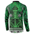 Aotearoa Iwi Ngati Maniapoto Button Sweatshirt Maori Wharenui House Tribal Pattern