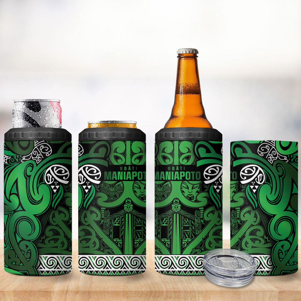 Aotearoa Iwi Ngati Maniapoto 4 in 1 Can Cooler Tumbler Maori Wharenui House Tribal Pattern
