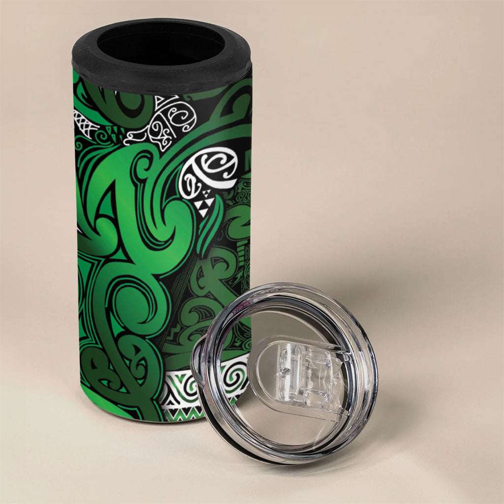Aotearoa Iwi Ngati Maniapoto 4 in 1 Can Cooler Tumbler Maori Wharenui House Tribal Pattern