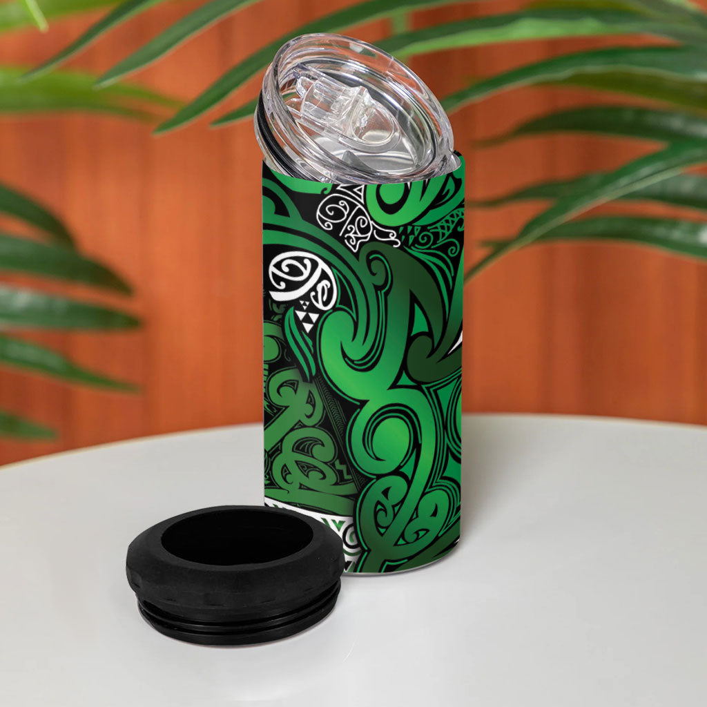 Aotearoa Iwi Ngati Maniapoto 4 in 1 Can Cooler Tumbler Maori Wharenui House Tribal Pattern