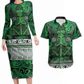 Aotearoa Iwi Ngati Maniapoto Couples Matching Long Sleeve Bodycon Dress and Hawaiian Shirt Maori Wharenui House Tribal Pattern