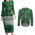 Aotearoa Iwi Ngati Maniapoto Couples Matching Long Sleeve Bodycon Dress and Long Sleeve Button Shirt Maori Wharenui House Tribal Pattern