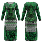 Aotearoa Iwi Ngati Maniapoto Couples Matching Long Sleeve Bodycon Dress and Long Sleeve Button Shirt Maori Wharenui House Tribal Pattern
