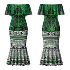 Aotearoa Iwi Ngati Maniapoto Couples Matching Mermaid Dress and Hawaiian Shirt Maori Wharenui House Tribal Pattern