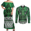 Aotearoa Iwi Ngati Maniapoto Couples Matching Off Shoulder Maxi Dress and Long Sleeve Button Shirt Maori Wharenui House Tribal Pattern