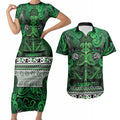 Aotearoa Iwi Ngati Maniapoto Couples Matching Short Sleeve Bodycon Dress and Hawaiian Shirt Maori Wharenui House Tribal Pattern