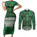Aotearoa Iwi Ngati Maniapoto Couples Matching Short Sleeve Bodycon Dress and Long Sleeve Button Shirt Maori Wharenui House Tribal Pattern