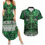 Aotearoa Iwi Ngati Maniapoto Couples Matching Summer Maxi Dress and Hawaiian Shirt Maori Wharenui House Tribal Pattern
