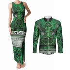 Aotearoa Iwi Ngati Maniapoto Couples Matching Tank Maxi Dress and Long Sleeve Button Shirt Maori Wharenui House Tribal Pattern