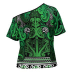 Aotearoa Iwi Ngati Maniapoto Cross Shoulder Shirt Maori Wharenui House Tribal Pattern