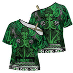 Aotearoa Iwi Ngati Maniapoto Cross Shoulder Shirt Maori Wharenui House Tribal Pattern