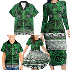 Aotearoa Iwi Ngati Maniapoto Family Matching Long Sleeve Bodycon Dress and Hawaiian Shirt Maori Wharenui House Tribal Pattern