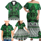 Aotearoa Iwi Ngati Maniapoto Family Matching Off Shoulder Maxi Dress and Hawaiian Shirt Maori Wharenui House Tribal Pattern
