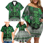 Aotearoa Iwi Ngati Maniapoto Family Matching Off Shoulder Short Dress and Hawaiian Shirt Maori Wharenui House Tribal Pattern