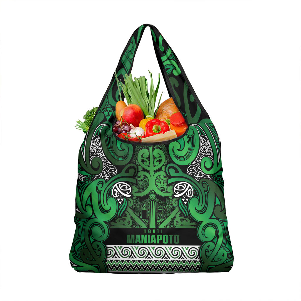 Aotearoa Iwi Ngati Maniapoto Grocery Bag Maori Wharenui House Tribal Pattern