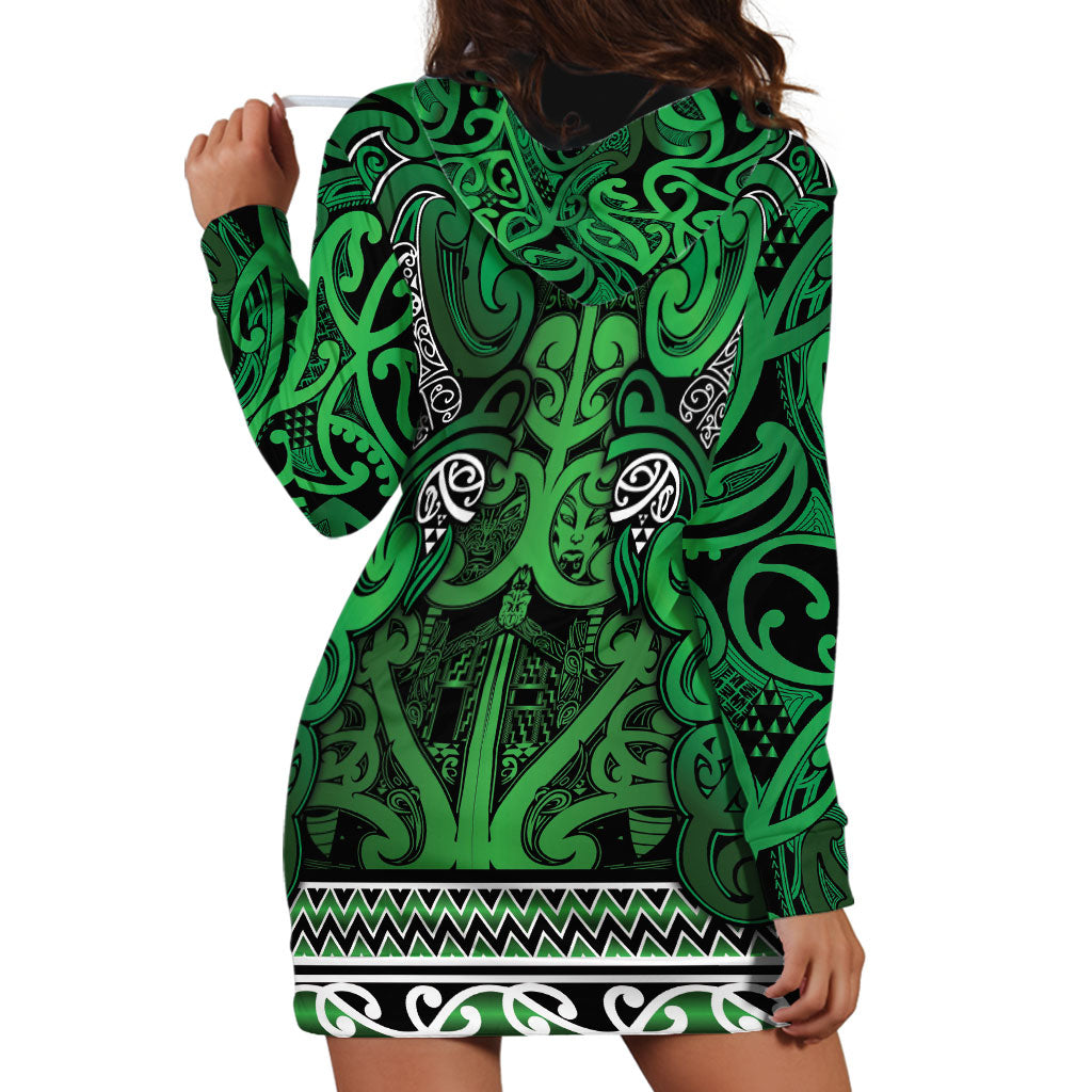 Aotearoa Iwi Ngati Maniapoto Hoodie Dress Maori Wharenui House Tribal Pattern