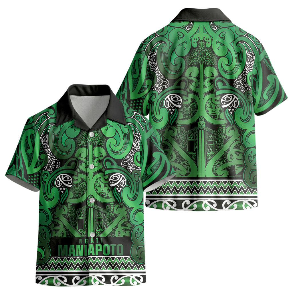 Aotearoa Iwi Ngati Maniapoto Kid Hawaiian Shirt Maori Wharenui House Tribal Pattern
